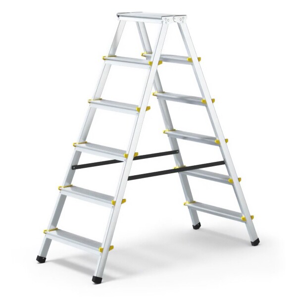 Schůdky oboustranné hliníkové 2×6 příček, nosnost 150kg, PROFI, J.A.D TOOLS