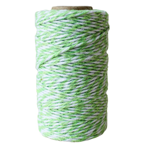 Bella Rose Bavlněný provázek 50 m – Green / White, zelená barva, textil