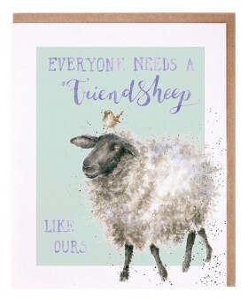 Přání Wrendale Designs Friendsheep - Ovce a ptáček