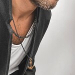 Pánský korálkový náhrdelník Fernando Gold - 6 mm lávový kámen, Černá 50 cm