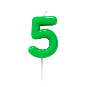 Svíčka číslo 5 zelená 10,5 cm Svíčka číslo 5 zelená 10,5 cm