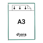Djois závěsný rámeček s kapsou, A3, otevřený shora, zelený, 10 ks