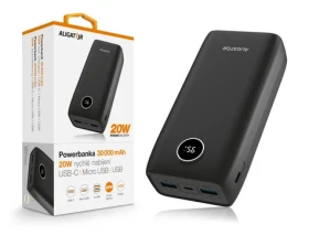 Aligator Powerbanka Power Delivery 20W / rychlé nabíjení / 30 000 mAh / černá (PBPD30BK)
