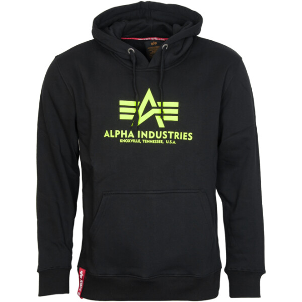 Alpha Industries Mikina Basic Hoody černá | neon yellow M