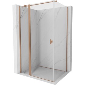 MEXEN/S - Mist T sprchový kout dveře křídlové 70 x 85, transparent, měď kartáčovaná 8A4T-070-085-65-00