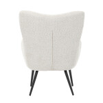 Křeslo "ušák", potah krémová látka, nohy černý kov