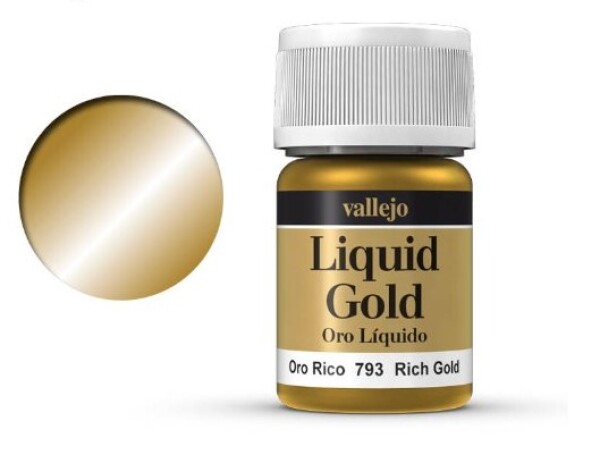 Barva Vallejo Liquid 70793 Rich Gold (Alcohol Based) 35 ml
