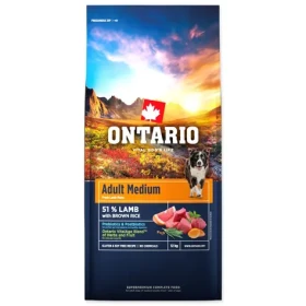 Ontario Adult Medium Lamb Brown Rice 12kg / Granule pro dospělé psy (214-13120)