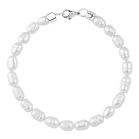Pánský perlový náramek Joel - sladkovodní perla, 21 cm (XL) Bílá