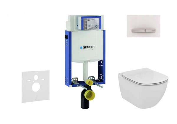 GEBERIT - Kombifix Modul pro závěsné WC s tlačítkem Sigma50, alpská bílá + Ideal Standard Tesi - WC a sedátko, Aquablade, SoftClose 110.302.00.5 NU8