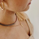 Dámský náhrdelník Valérie Gold - chirurgická ocel, hematit, Zlatá 38 cm + 5 cm (prodloužení)