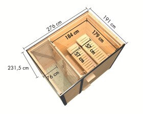 Finská sauna – KARIBU ARES 1 (natur / antracit)