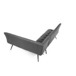 Lavice rohová, šedá látka v dekoru broušené kůže, černý kov