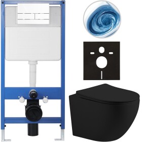 CERANO Kompletní WC set Profi/Cesso - černá matná - WC tlačítko Line/Bílá - předstěnová instalace - 49x36 cm - 8050BD84377