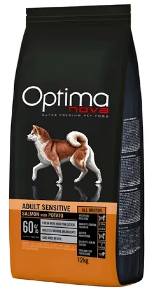OPTIMANOVA Adult Sensitive Salmon Potato 12 kg / Kompletní krmivo pro psy / bez obilovin / pro citlivé trávení