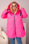 Dámská bunda Plus Size prošívaná s kapucí a nápisem HOPE růžový neon UNI