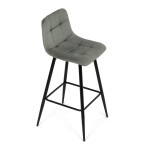 Židle barová, zelená látka, čtyřnohá kovová podnož, černý mat