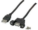 MicroConnect kabel s montážními konektory USB2.0 A (M) - USB2.0 A (F) 2m černá / 480Mbit/s (USBAAF1PANEL2)