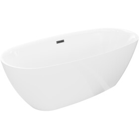 MEXEN/S - Luvo Slim volně stojící vana 170 x 75, bílá, sifon a přepad černá 52801707500-70