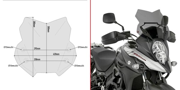 D3112B plexi kouřové Suzuki DL 650 V-Strom (17-24), vxš300x420 mm