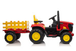 Mamido Dětský elektrický traktor s vlečkou 12V 7Ah EVA kola ECO kůže červený
