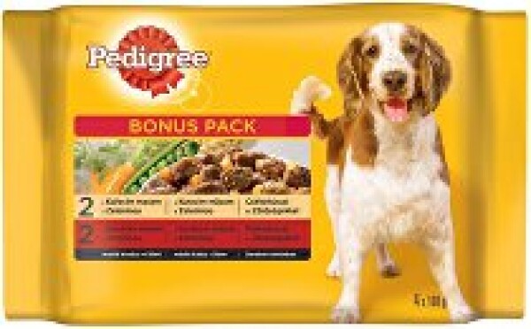 Pedigree kapsa Adult kuře/zelenina/hovězí/zel 2+2x100g