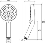 RAVAK - Sprchy Sprchová hlavice Flat M 953.00, 3 funkce, průměr 12 cm, chrom X07P009