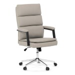 Křeslo kancelářské, béžová ekokůže, kříž kov chromový, houpací mechanismus, čalouněné područky