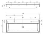 RAVAK - Natural Dvojumyvadlo Duo, 120x45 cm, bez přepadu, otvory pro baterie, bílá XJO01212000