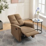 Relaxační křeslo, manuální ovládání, hnědá látka
