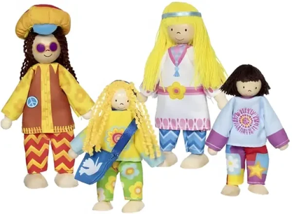 GOKI Panenky Hippie rodina 4 ks