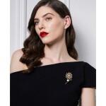 Brož Swarovski Elements Ricarda - design sedmikrásky, Zlatá