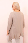 Dámská blůza Plus Size s bavlnou, kapsou a ohrnutým rukávem kiwi UNI