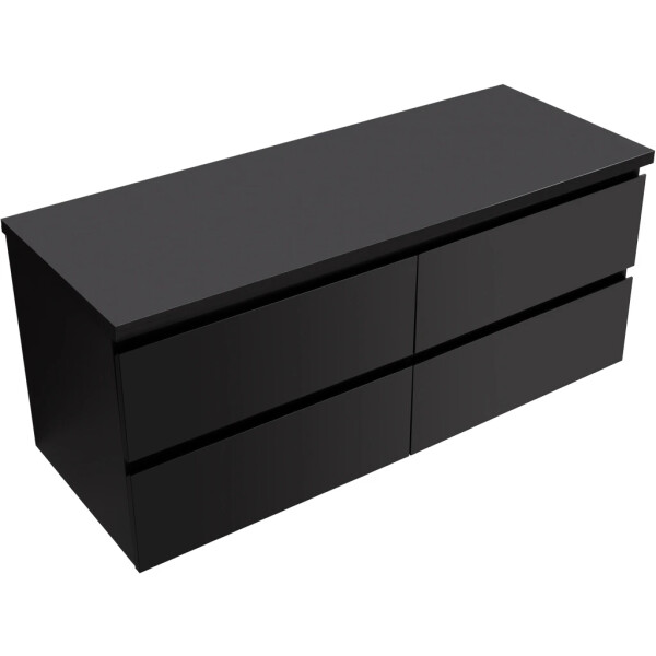 CERANO - Koupelnová skříňka Carole + deska pod umyvadlo Navira Pro - 36 mm - černá matná - 160x51,6x46 CER-668291