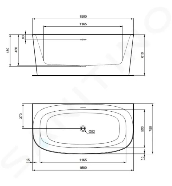 IDEAL STANDARD - Dea Vana 150x75 cm, bílá T546501