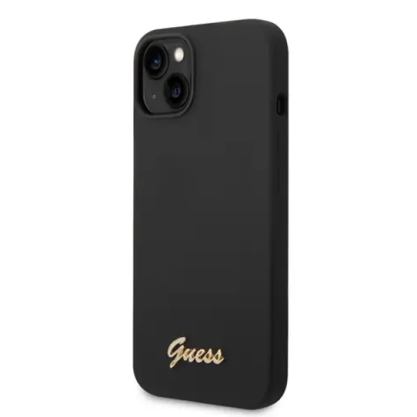 Pouzdro Guess Liquid Silicone Metal Logo iPhone 14 Plus černé