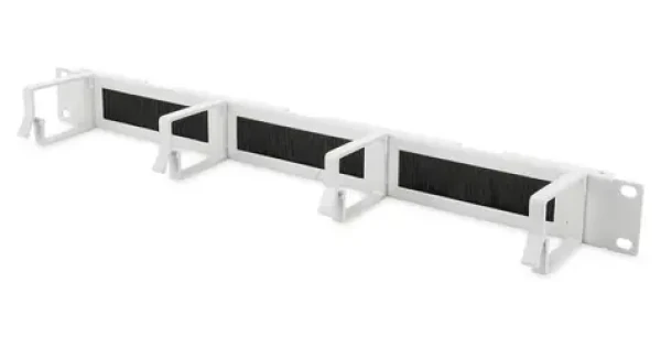 Digitus 19" panel pro správu kabelů šedý / Rack příslušenství / 1U / kartáčový design / 4x kabelový držák (DN-97662)