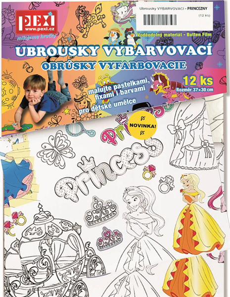 Vybarvovací ubrousky Princezny 12 kusů