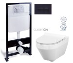 PRIM předstěnový instalační systém s černým tlačítkem 20/0044 + WC CERSANIT CLEANON CREA OVÁL + SEDÁTKO PRIM_20/0026 44 CR1
