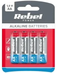 Rebel Alkalická baterie AA (LR6) 4 ks / Baterie / Alkalická / Jednorázová (BAT0061B)