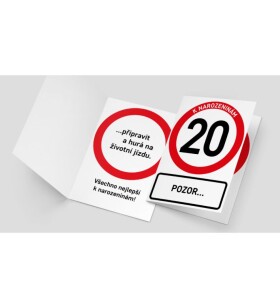 PartyWorld Přání - dopravní značka 20. narozeniny