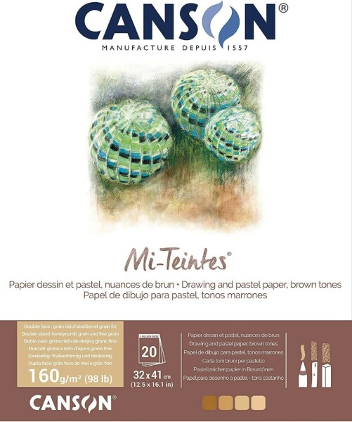 Canson Mi-Teintes 20 listů 32x41 cm 160 g lepený hnědé tóny
