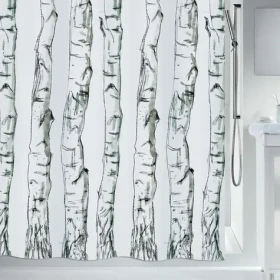 Spirella WOOD sprchový závěs motiv les 180 x 200 cm bílý / polyester
