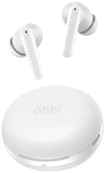 QCY T13 ANC2 bílá / Bezdrátová sluchátka s mikrofonem / TWS / ANC / Bluetooth 5.3 / IPX4 / dobíjecí box (HT09 white)