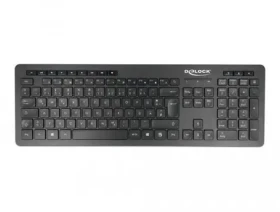 Delock černá / Klávesnice / Bezdrátová 2,4 GHz / QWERTZ / DE / Tichá (12004)