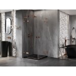 MEXEN/S - Lunar L Duo sprchový kout dveře křídlové 70 x 70, transparent, růžové zlato 834L-070L-070P-60-00