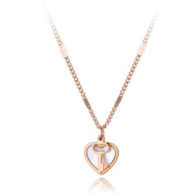 Ocelový náhrdelník Valentina - chirurgická ocel, srdce, Zlatá 42 cm + 5 cm (prodloužení)