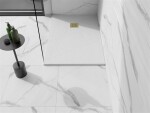 MEXEN/S - Stone+ obdélníková sprchová vanička 100 x 90, bílá, mřížka zlatá 44109010-G