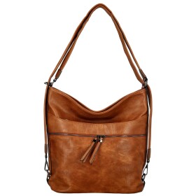 Trendy dámský koženkový kabelko-batoh Kavya, hnědý