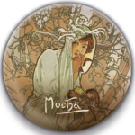 Magnet Alfons Mucha Zima, kulatý, cm